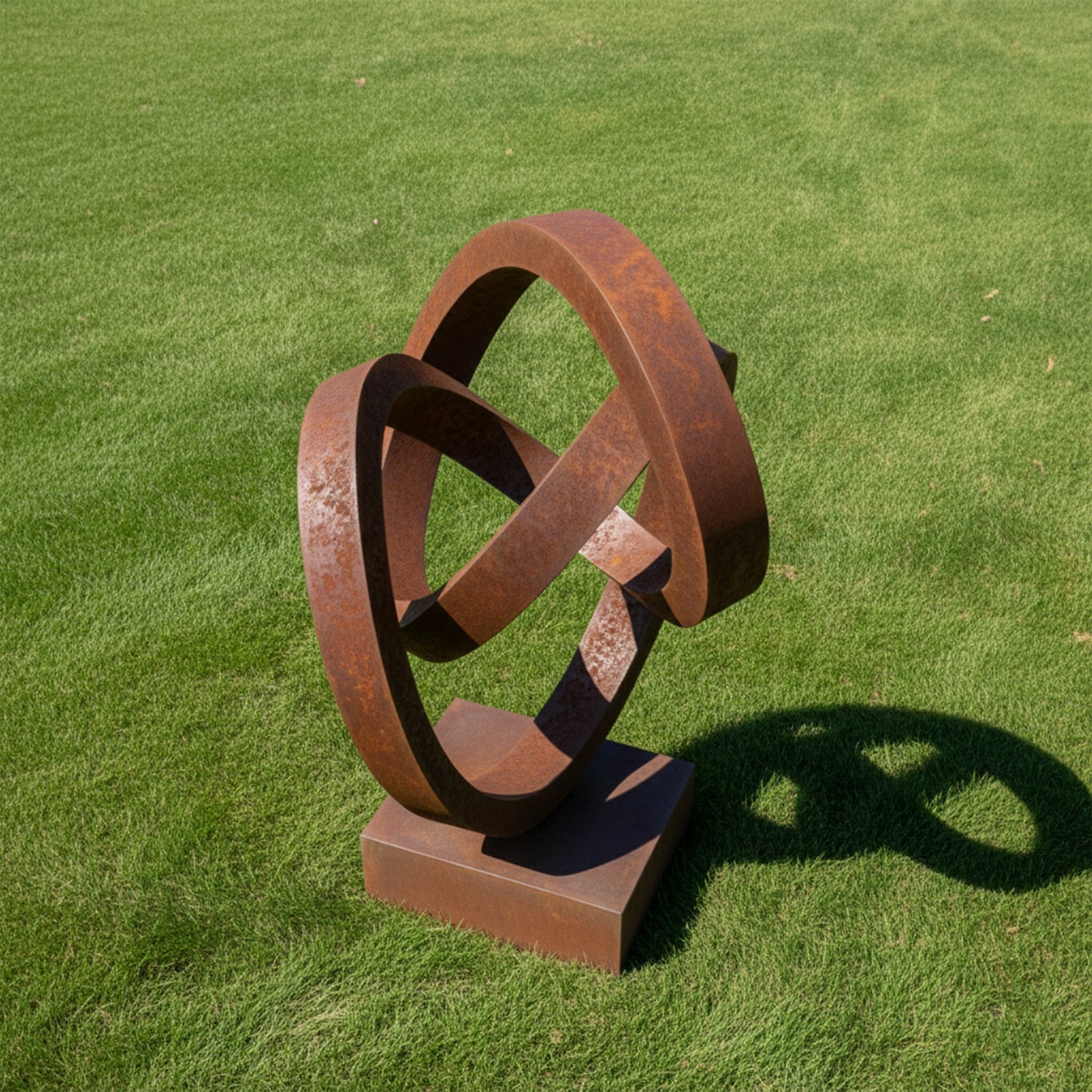 83" Handmade Abstract Interlocking Rings Metal Garden Sculpture