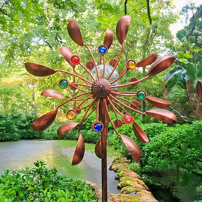 65" Handcrafted Copper Wind Spinner with Motion-Activated Light