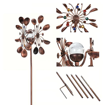 65" Handcrafted Copper Wind Spinner with Motion-Activated Light
