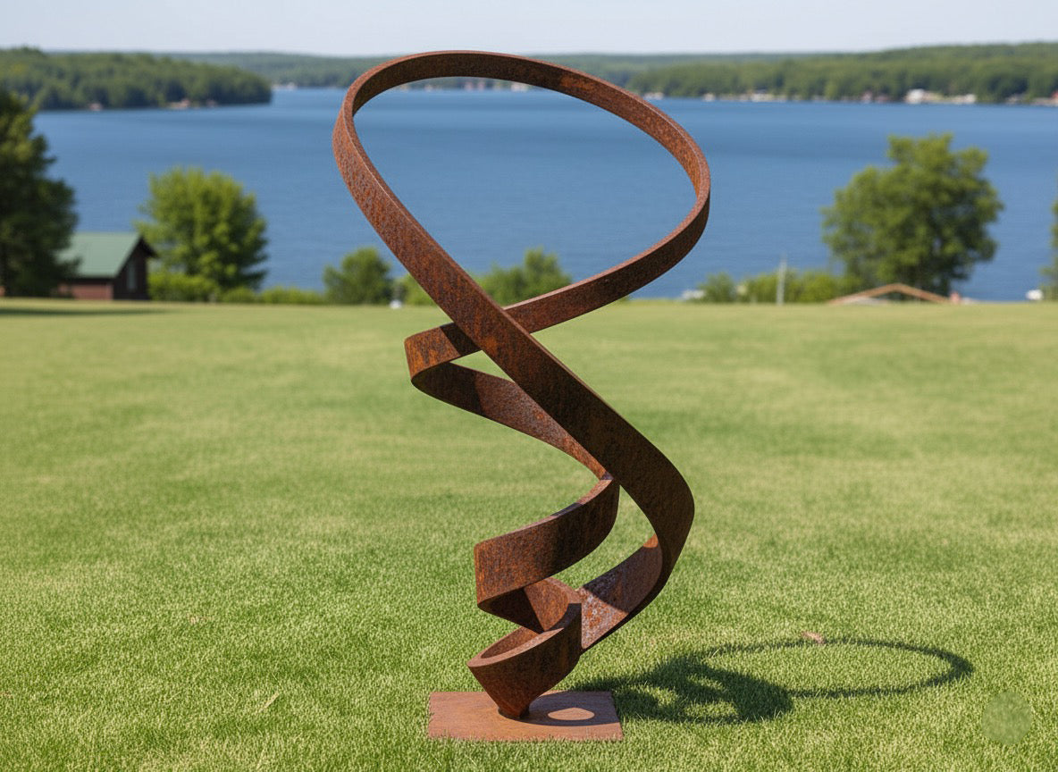 81" Handmade Modern Abstract Rustic Metal Garden Sculpture