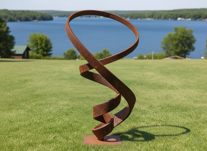 81" Handmade Modern Abstract Rustic Metal Garden Sculpture