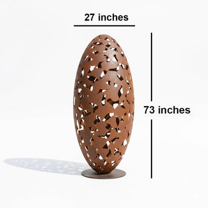 73" Handmade Oval Rustic Metal Garden Sculpture