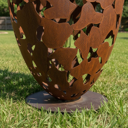 73" Handmade Oval Rustic Metal Garden Sculpture