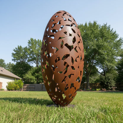 73" Handmade Oval Rustic Metal Garden Sculpture