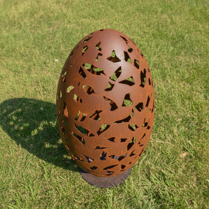 73" Handmade Oval Rustic Metal Garden Sculpture