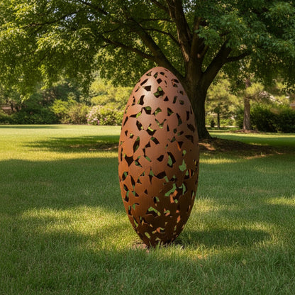 73" Handmade Oval Rustic Metal Garden Sculpture