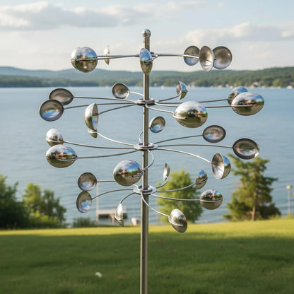 77" Handcrafted Dual-Tier Copper Garden Wind Spinner