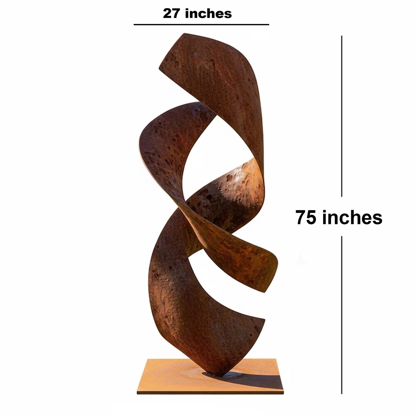 75" Handmade Rustic Metal Abstract Ribbon Sculpture – Modern Outdoor Art