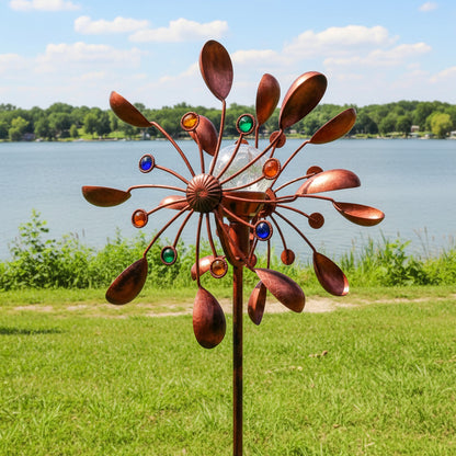 65" Handcrafted Copper Wind Spinner with Motion-Activated Light