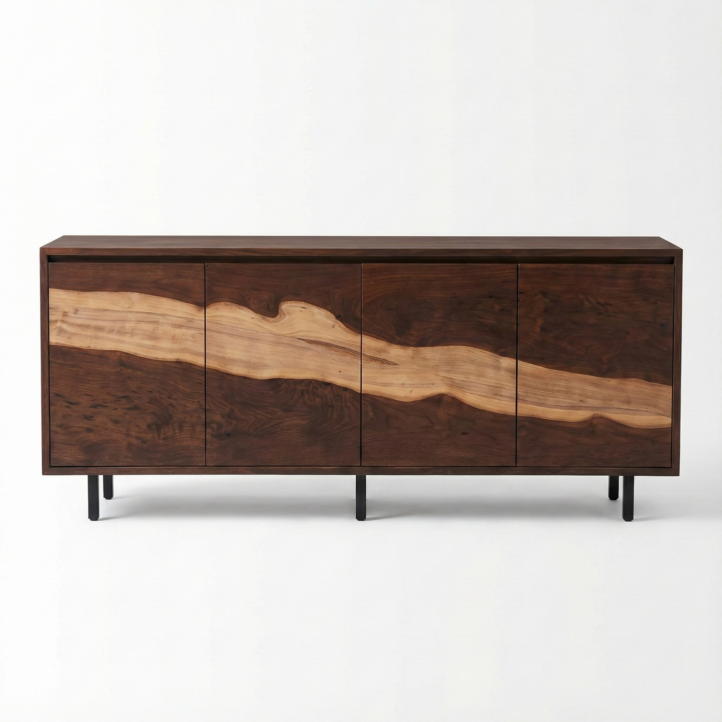 Handcrafted Solid Walnut Sideboard – Tall Natural Wood Storage Cabinet