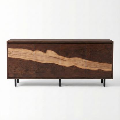 Handcrafted Solid Walnut Sideboard – Tall Natural Wood Storage Cabinet