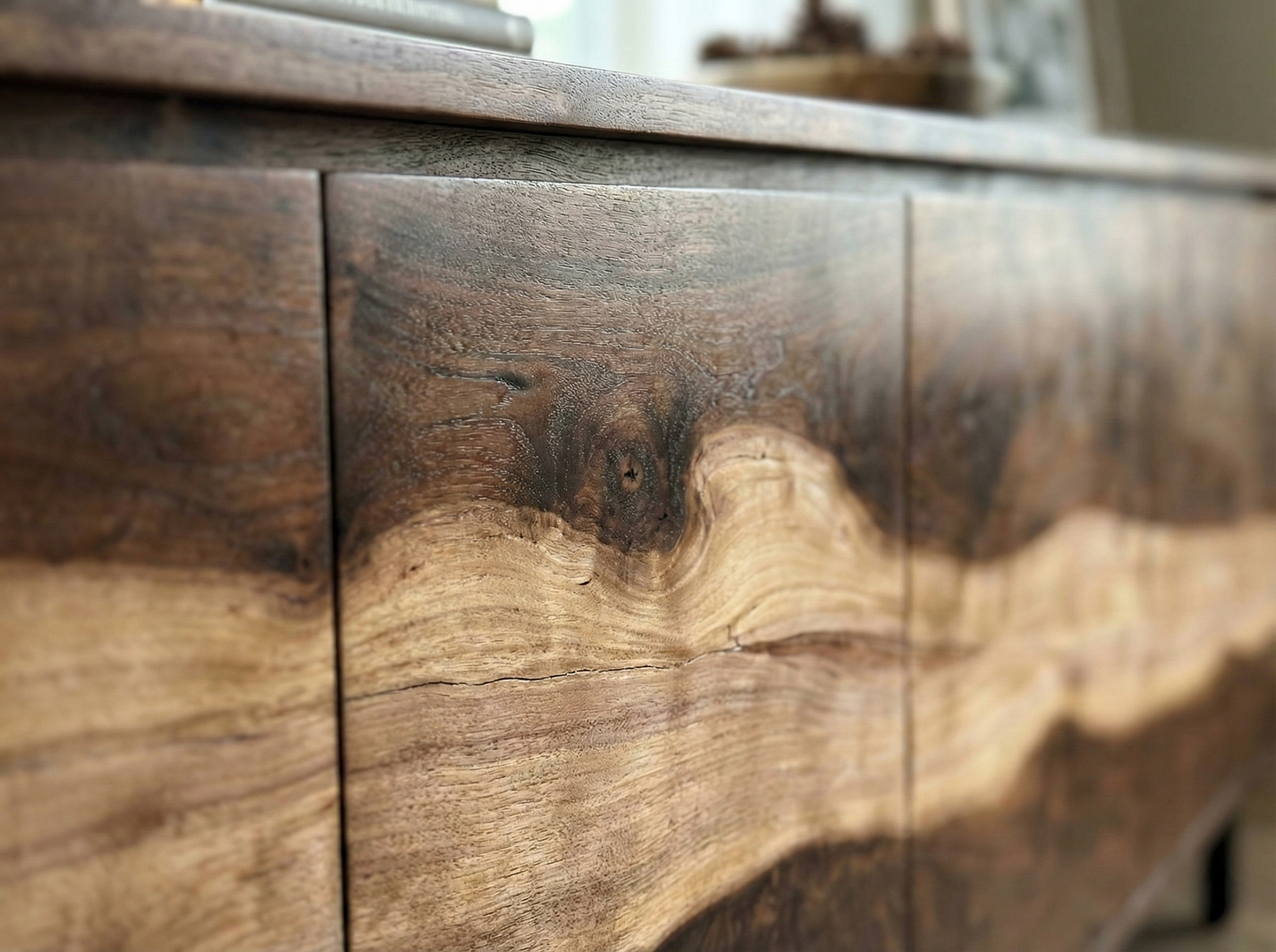 Handcrafted Solid Walnut Sideboard – Tall Natural Wood Storage Cabinet