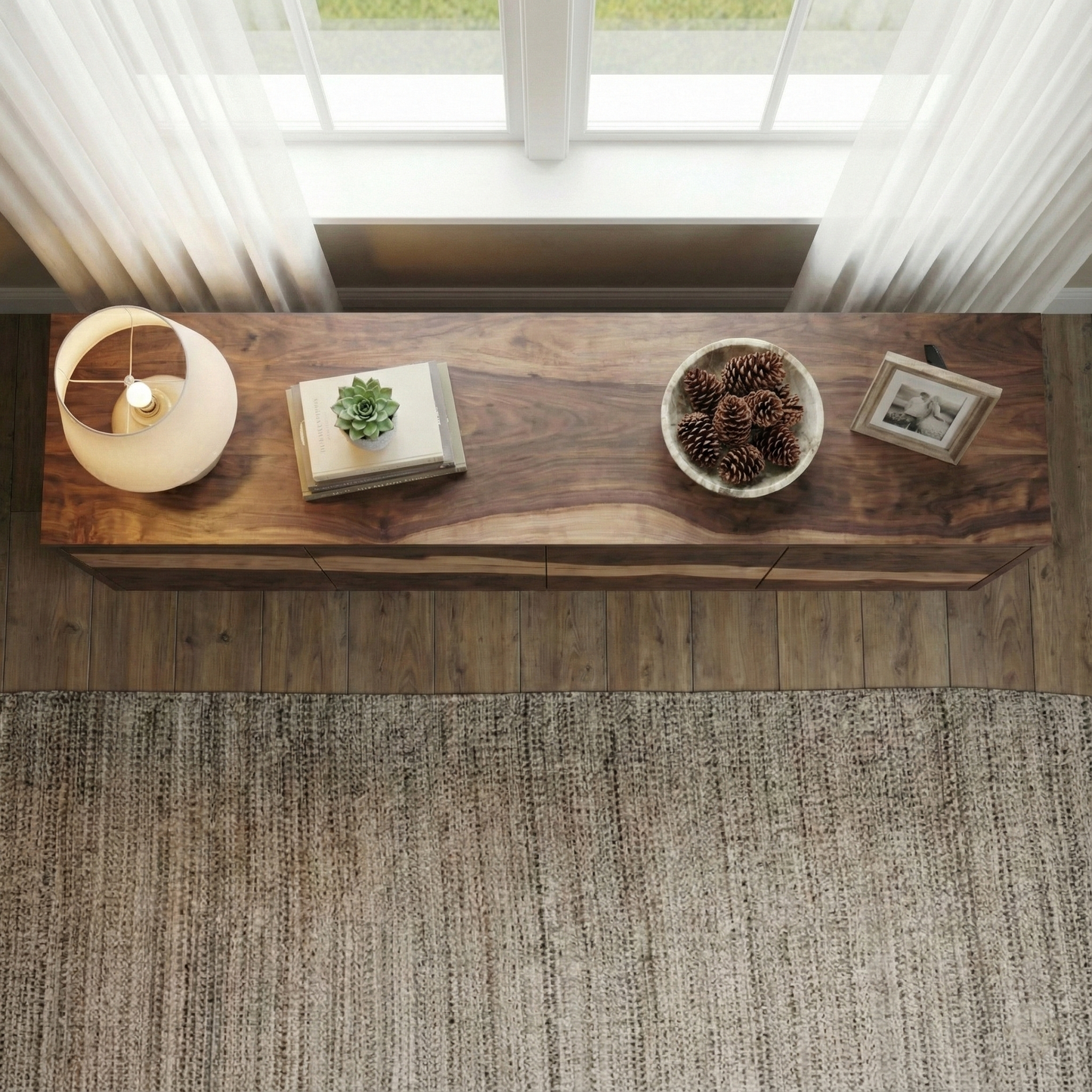 Handcrafted Solid Walnut Sideboard – Tall Natural Wood Storage Cabinet