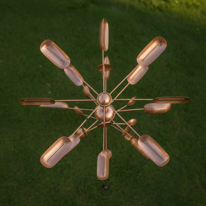 74" Handcrafted Copper Kinetic Wind Spinner Sculpture