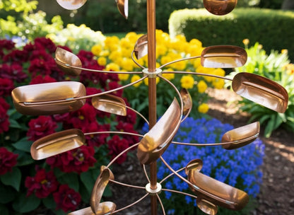 74" Handcrafted Copper Kinetic Wind Spinner Sculpture