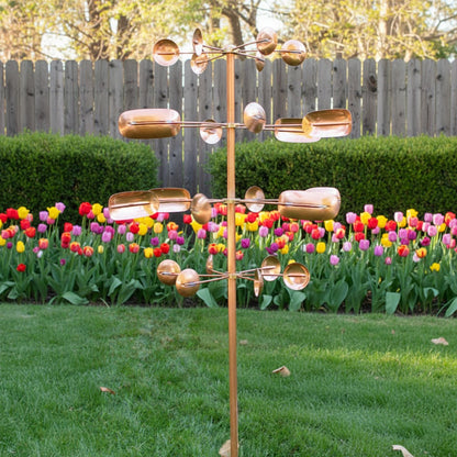 74" Handcrafted Copper Kinetic Wind Spinner Sculpture