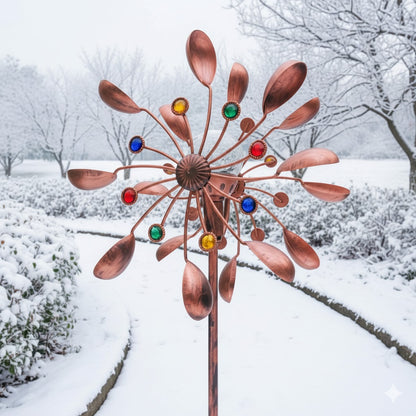 65" Handcrafted Copper Wind Spinner with Motion-Activated Light