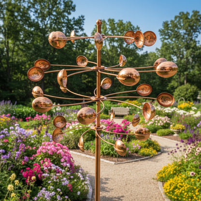 77" Handcrafted Dual-Tier Copper Garden Wind Spinner
