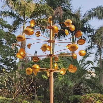 77" Handcrafted Dual-Tier Copper Garden Wind Spinner