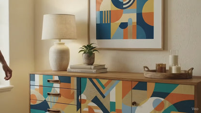 Handcrafted Walnut Sideboard – Modern Geometric Art Furniture & Storage Cabinet