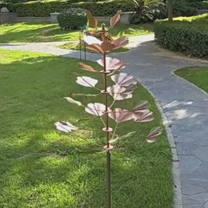 74" Copper-Finish 7-Tier Leaf Wind Spinner for Garden Décor