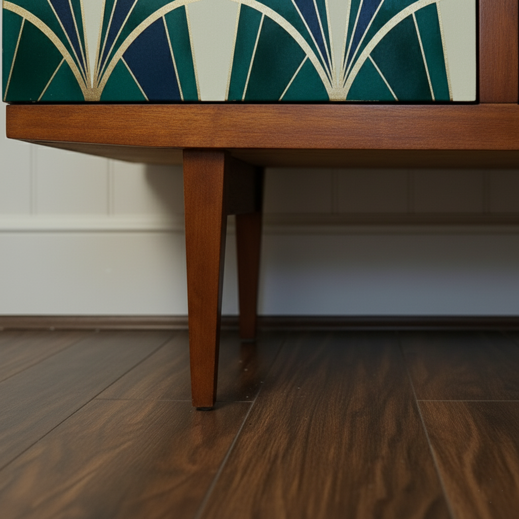 Hand-Painted Vintage Emerald Green Sideboard – Art Deco & Mid-Century Modern Credenza