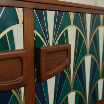 Hand-Painted Vintage Emerald Green Sideboard – Art Deco & Mid-Century Modern Credenza