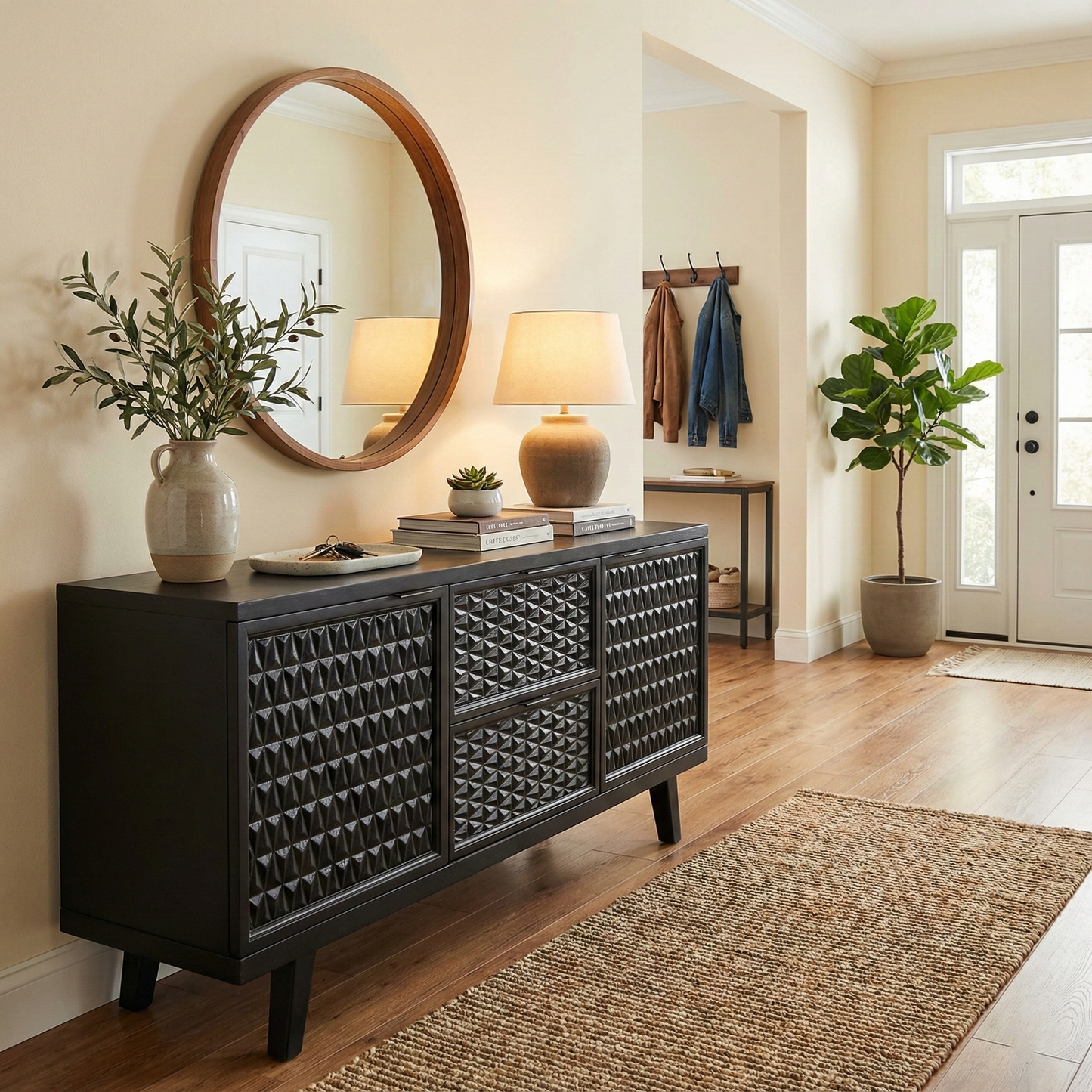 Handcrafted Solid Black Walnut Sideboard – Minimalist & Modern Storage Cabinet