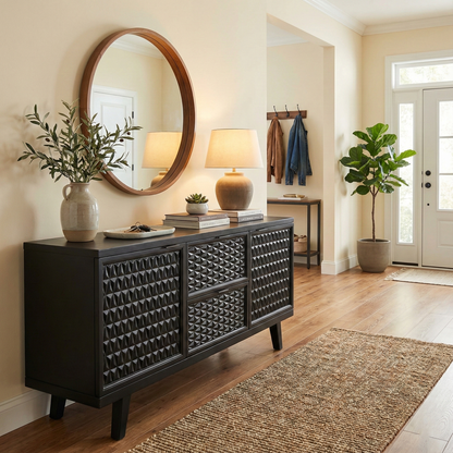 Handcrafted Solid Black Walnut Sideboard – Minimalist & Modern Storage Cabinet