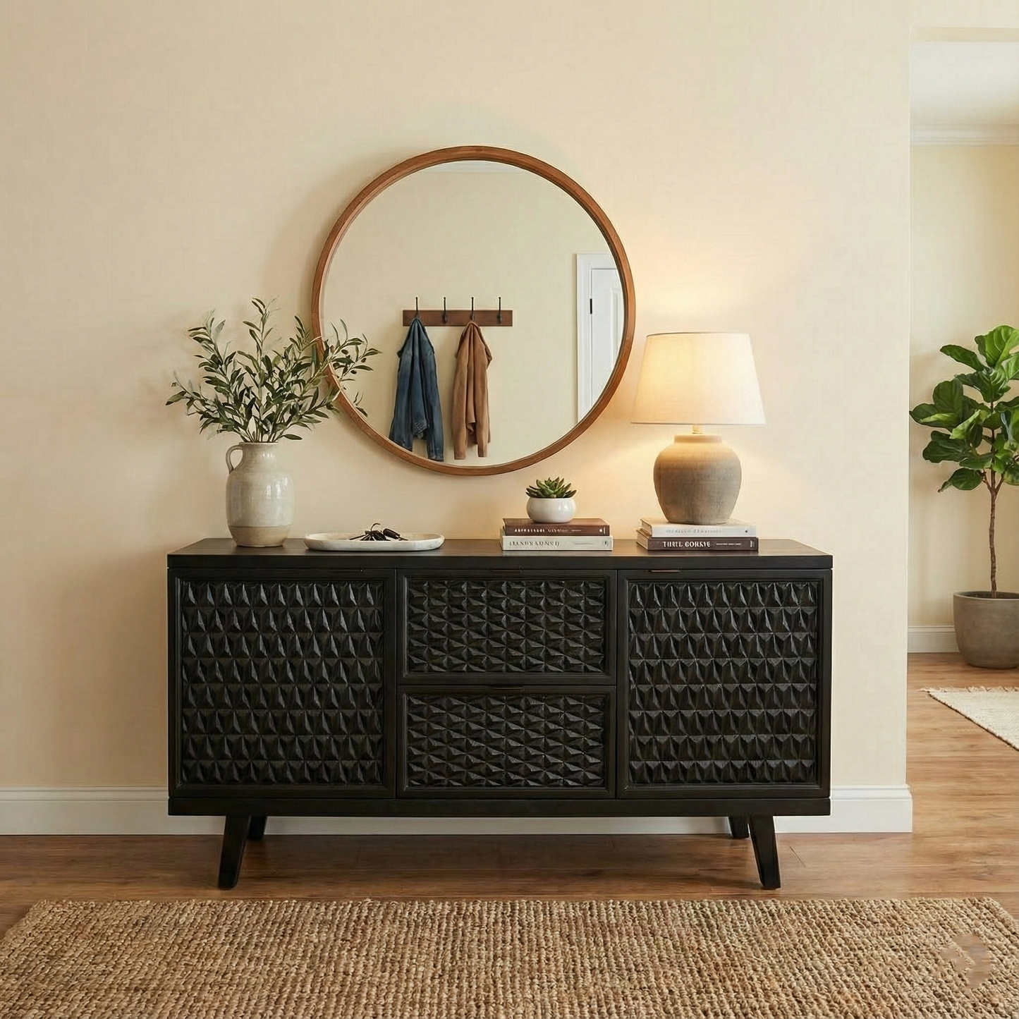 Handcrafted Solid Black Walnut Sideboard – Minimalist & Modern Storage Cabinet
