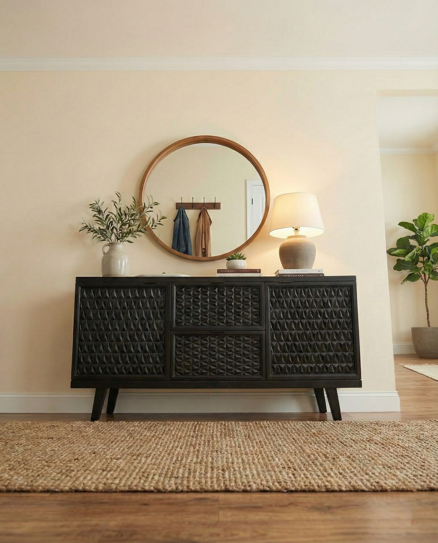 Handcrafted Solid Black Walnut Sideboard – Minimalist & Modern Storage Cabinet