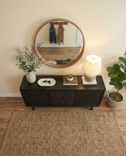 Handcrafted Solid Black Walnut Sideboard – Minimalist & Modern Storage Cabinet