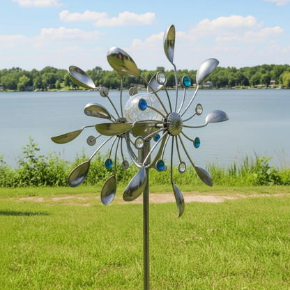 65" Handcrafted Copper Wind Spinner with Motion-Activated Light