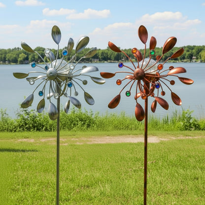 65" Handcrafted Copper Wind Spinner with Motion-Activated Light