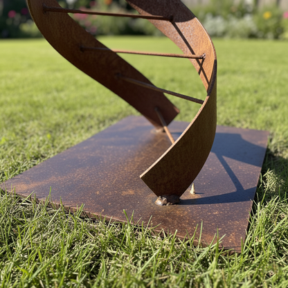 75" Handmade DNA Helix Rustic Metal Garden Sculpture – Modern Scientific Outdoor Art