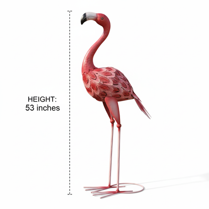 66" Handmade Metal Flamingo Garden Statue